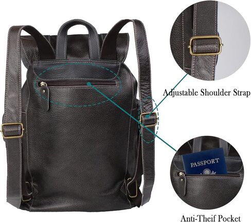Premium Full-Grain Leather Backpack - Vintage Laptop Bag for 16" Macbook, Anti-Theft Design, Durable Cowhide Bag(5010-Gray) in Saudi Arabia