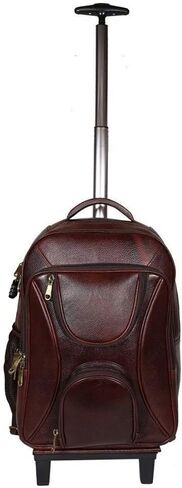 Da leather villa Full Grain Leather Backpack Travel Trolley Bag 18 Inch Cabin Size Leather Trolley Heavy Duty Backpack Bag (Tan) in Saudi Arabia