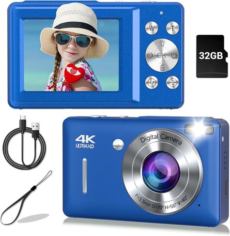 Digital Camera, FHD 1080P Digital Camera for Kids, Vintage Digital Camera with 16X Zoom, Face Detect, Smile Capture, Anti Shake, Compact Point and Shoot Camera Small Camera for Teens White in Saudi Arabia