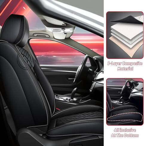 for Lexus Rx 350 Car Seat Covers Full Set, Leather Seat Covers for Car,Lumbar Muscle Pain Healing Function, Waterproof Automobile Seat Protector with Lumbar Support(Black) in Saudi Arabia