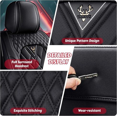 for Lexus Rx 350 Car Seat Covers Full Set, Leather Seat Covers for Car,Lumbar Muscle Pain Healing Function, Waterproof Automobile Seat Protector with Lumbar Support(Black) in Saudi Arabia