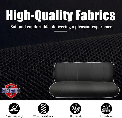 Custom Fit Bench Seat Covers for Chevy 1973-1999 C/K Series Full Size Classic Trucks, Without Headrests, Knitted Mesh Fabric with Soft Foam Lining - Black in Saudi Arabia
