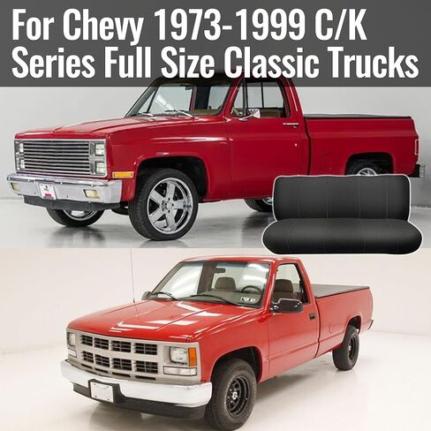 Custom Fit Bench Seat Covers for Chevy 1973-1999 C/K Series Full Size Classic Trucks, Without Headrests, Knitted Mesh Fabric with Soft Foam Lining - Black in Saudi Arabia
