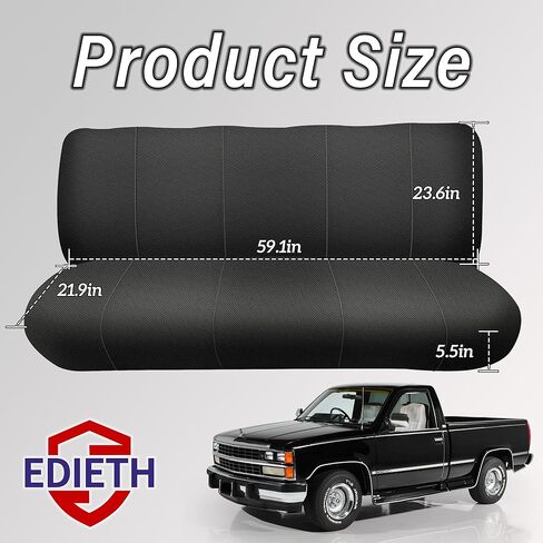 Custom Fit Bench Seat Covers for Chevy 1973-1999 C/K Series Full Size Classic Trucks, Without Headrests, Knitted Mesh Fabric with Soft Foam Lining - Black in Saudi Arabia