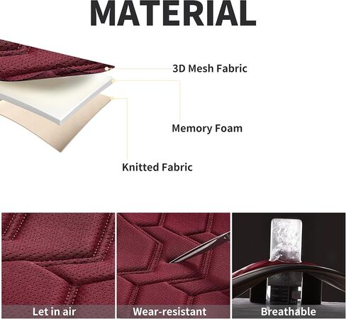 Memory Foam Leather Car Seat Covers, Breathable Air Cool Mesh Front Seat Protectors, Airbag Compatible Automative Comfortable Accessories, Universal Fit for Most Cars SUVs Trucks, Black&Red. in Saudi Arabia