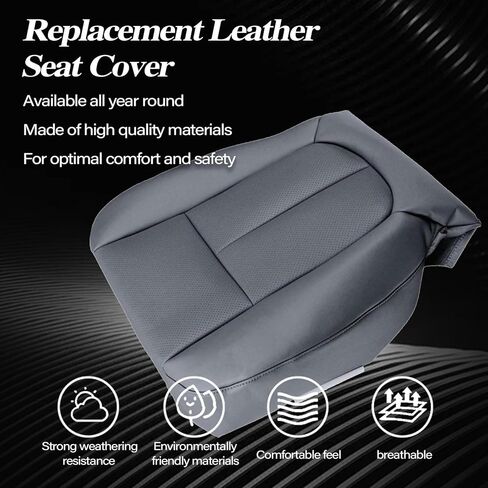 SecosAutoparts Gray Front Driver Side Bottom & Foam Cushion Replacement Leather Seat Cover Compatible with Ford F150 Lariat 2009 2010 2011 2012 2013 2014 in Kuwait