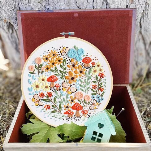 EVERMARKET 3 Pack Embroidery Starter Kits with Pattern, Flowers Stitches Kit for Beginner, Floral Stamped Embroidery Practice Kit for Women, Embroidery Fabric in Kuwait