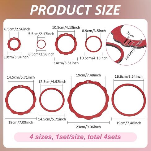 BENECREAT 4pcs Wood Embroidery Hoop Frame, Red Flower Round Embroidery Hoops Display Frame Decorative Embroidery Display for Finished Cross Stitch Hoop Frame DIY Art Craft Sewing Ornaments in Kuwait