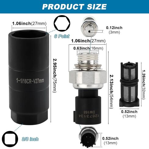 Oil Pressure Sensor with Socket Compatible for Chev-y Silverad-o 1500 2500 3500 4500 Taho-e Suburba-n Express Cruz-e Avalanch-e Caprice SS, for Canyon, for Cadilla-c H2/H3/ H3T(Color:Black) in Saudi Arabia