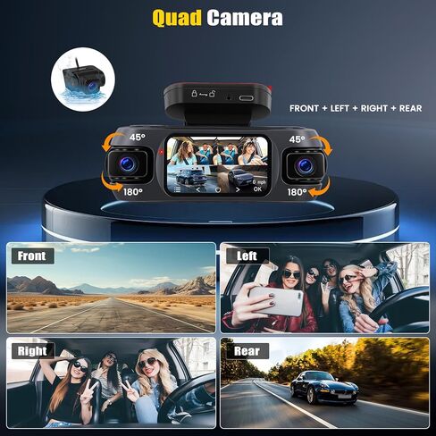 4 Channel Dash Cam Front and Rear Inside Left Right,3 Inch 1080P Dash Camera for Cars Car Camera with IR Night Vision,Loop Recording,G-Sensor,Parking Assistance,24H Parking Monitor in Saudi Arabia