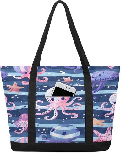 Laptop Tote Bag for Women 17 Inch Travel Computer Bag Offices Work Organized Bag Canvas Shopping Shoulder Handbag in Kuwait