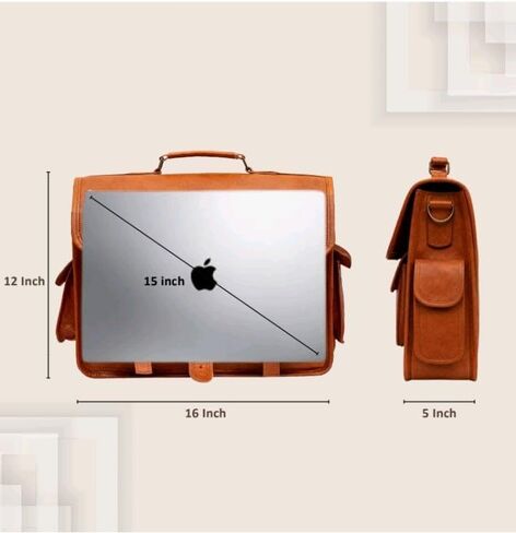 Vintage Leather Laptop Messenger Bag 16 Inch Crossbody Shoulder Satchel for Men Women Work Office Briefcase Business Laptop Bag Professional Work Bag College Messenger Bag Travel Satchel in Saudi Arabia