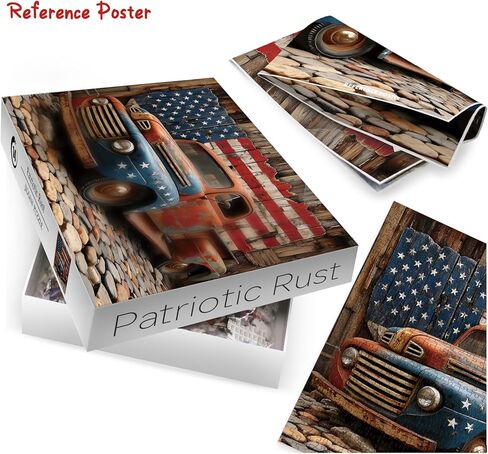 Beautiful Vintage Car Puzzles for Adults 1000 Pieces Art, Colorful Challenging American Flag Retro Jigsaw Puzzles, Pretty Patriotic Red Old Truck Puzzle in Saudi Arabia
