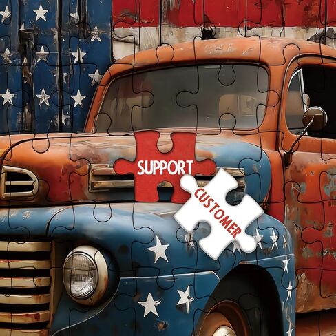 Beautiful Vintage Car Puzzles for Adults 1000 Pieces Art, Colorful Challenging American Flag Retro Jigsaw Puzzles, Pretty Patriotic Red Old Truck Puzzle in Saudi Arabia