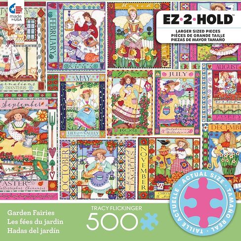 Ceaco - EZ2Hold - Tracy Flickinger - Garden Fairies - 500 Piece Jigsaw Puzzle for Adults - Challenging Puzzle Perfect for Game Nights - Finished Size is 26 x 19 in Kuwait
