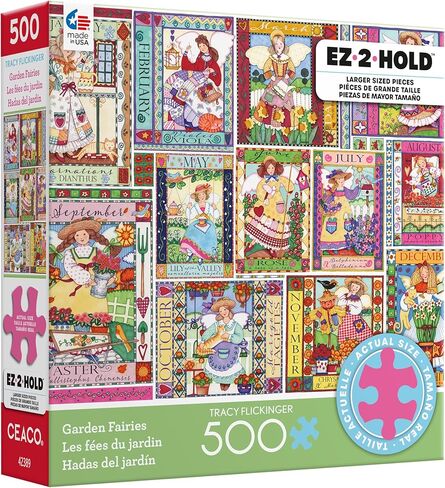 Ceaco - EZ2Hold - Tracy Flickinger - Garden Fairies - 500 Piece Jigsaw Puzzle for Adults - Challenging Puzzle Perfect for Game Nights - Finished Size is 26 x 19 in Kuwait