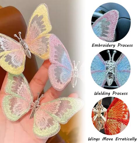 6PCS Butterfly Air Vent Clips, Embroidered Air Conditioning Outlet Clip with Dancing Wings, Colorful Car Interior Accessories, Car Dashboard Decorations for All Models in Saudi Arabia