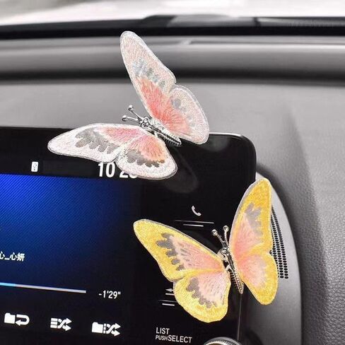 6PCS Butterfly Air Vent Clips, Embroidered Air Conditioning Outlet Clip with Dancing Wings, Colorful Car Interior Accessories, Car Dashboard Decorations for All Models in Saudi Arabia
