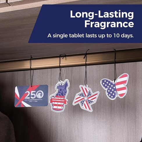 12Pcs America 250th Anniversary Independence Car Air Freshener Hanging American Flag Provides Long-Lasting Fragrance For Cars And Homes Black Ice, Berries, Ocean, New Car, Air Freshener in Saudi Arabia