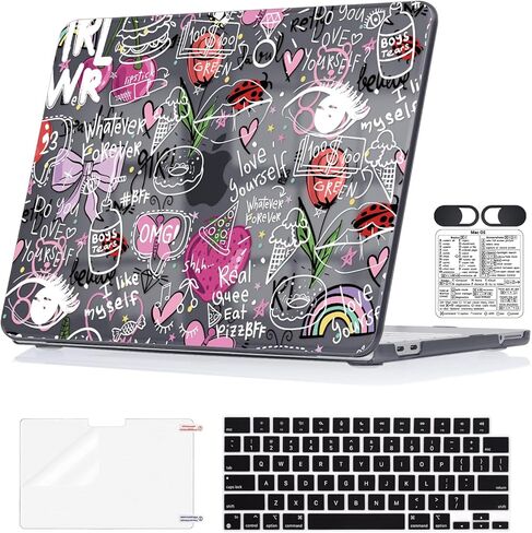 Case for 2026 Apple MacBook Neo 13" A18 Pro A3404 | Lightweight Scratch-Resistant Hard Shell with Keyboard Skin, Screen Film, Shortcut Sticker & Webcam Privacy Cover, Pink Leopard & Butterfly in Kuwait