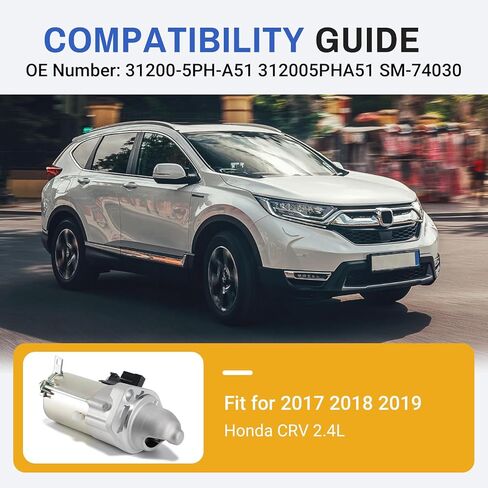 Engine Starter Motor Assembly, Fit for 2017 2018 2019 Honda CRV 2.4L - Replace 31200-5PH-A51,312005PHA51,SM-74030 in Saudi Arabia