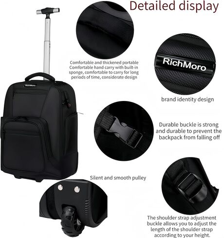 Rolling Backpack with Wheels - Water-Resistant, that fits a 17-inch laptop，Anti-theft, ideal for travel and business use—a Rolling Backpack with Wheels in Saudi Arabia