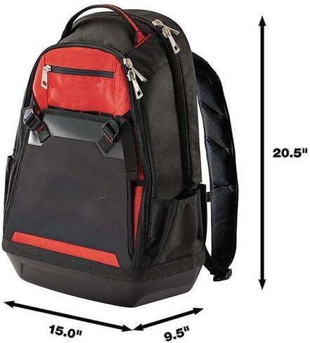 MILWUEKEE 48-22-8200 Suitable for Milwaukee 35-Pocket Impact Resistant 1680 Ballistic Jobsite Backpack, Red, Black in Saudi Arabia