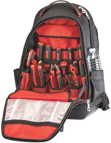 MILWUEKEE 48-22-8200 Suitable for Milwaukee 35-Pocket Impact Resistant 1680 Ballistic Jobsite Backpack, Red, Black in Saudi Arabia
