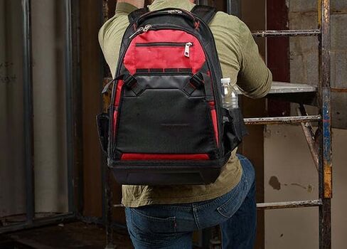 MILWUEKEE 48-22-8200 Suitable for Milwaukee 35-Pocket Impact Resistant 1680 Ballistic Jobsite Backpack, Red, Black in Saudi Arabia