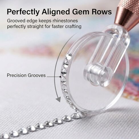 QWORK LED Diamond Paint Wheel Tool, Gem Art Pen with Tape & Tray, Point Drill Pens, Neat Alignment for Square & Round Drills, Dimond Art Supplies Kits in Kuwait