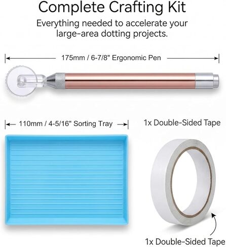 QWORK LED Diamond Paint Wheel Tool, Gem Art Pen with Tape & Tray, Point Drill Pens, Neat Alignment for Square & Round Drills, Dimond Art Supplies Kits in Kuwait