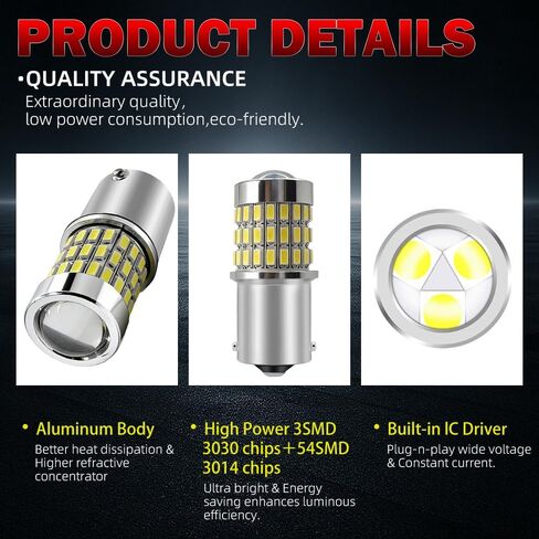 2-Pack 1156 LED Headlight Bulbs with Projector for John Deere S130 S140 S160 S170 S180, 1156 Lawn Tractors - 6000K 12V BA15S (AD2062R) in Saudi Arabia