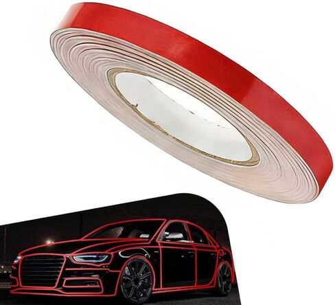 Car Reflective Strip Sticker, 0.39" x 16.4ft Cuttable Reflective Warning Body Tape, Self-Adhesive Night Visibility Rim Strip Decal, Universal for Most Cars, Motorcycles, Bikes (Yellow) in Saudi Arabia