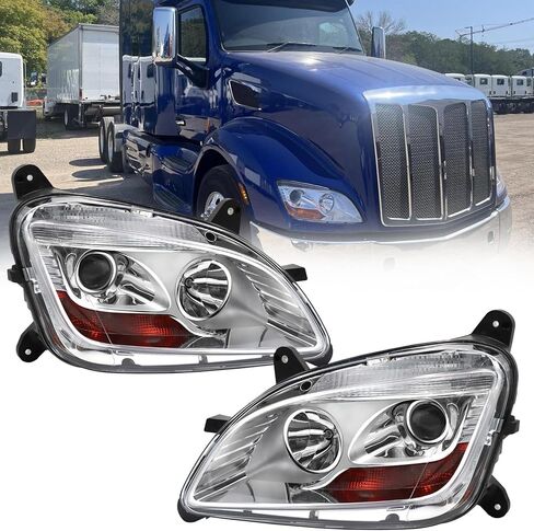 زوج مجموعة المصابيح الأمامية الهالوجين من aostirmotor مناسب لمصابيح أمامية 2013-2020 Peterbilt 579 متوافقة مع 2011-2018 Peterbilt 587 (جانب السائق + الركاب) in Kuwait