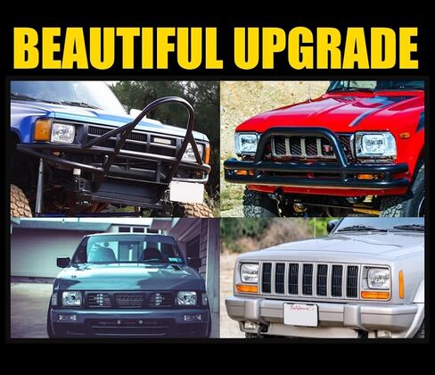Pair 7x6 5x7 LED High/Low Beam For 1995-1997 Nissan Pickup Hardbody,5x7 7x6 inch Diamond Crystal Clear Semi Sealed Beam Glass Lens Housing Headlights,H4 LED Bulbs,6000K Cool White in Kuwait