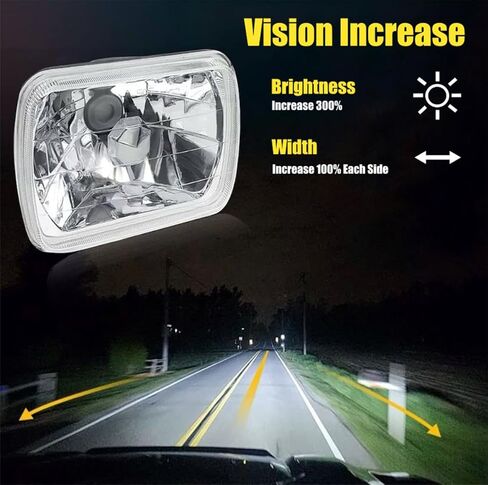 Pair 7x6 5x7 LED High/Low Beam For 1995-1997 Nissan Pickup Hardbody,5x7 7x6 inch Diamond Crystal Clear Semi Sealed Beam Glass Lens Housing Headlights,H4 LED Bulbs,6000K Cool White in Kuwait