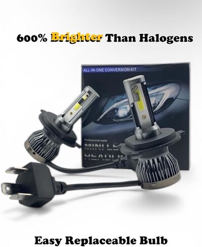 Pair 7x6 5x7 LED High/Low Beam For 1995-1997 Nissan Pickup Hardbody,5x7 7x6 inch Diamond Crystal Clear Semi Sealed Beam Glass Lens Housing Headlights,H4 LED Bulbs,6000K Cool White in Kuwait