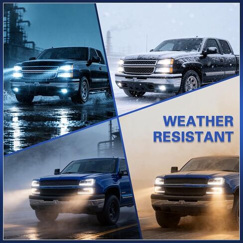 Headlights Assembly Fit Chevy Silverado 2003-2006 1500/2500/3500 HD Models & Avalanche 1500/2500, Conjunto de faros Pair Front Left and Right Side, Clear Lens Black Housing Clear Reflector in Kuwait