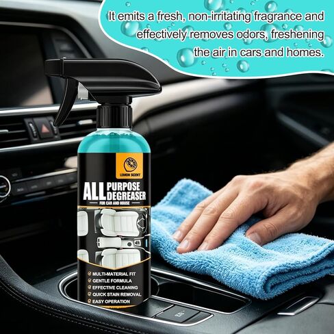 2Pcs All Purpose Degreaser for Car and House, Lemon Scent Mulit Heavy-Duty Cleaning Spray, Car and House Multi-purpose Cleaning Spray, Quick Stain Removal For Cars Kitchen Bathroom in Saudi Arabia