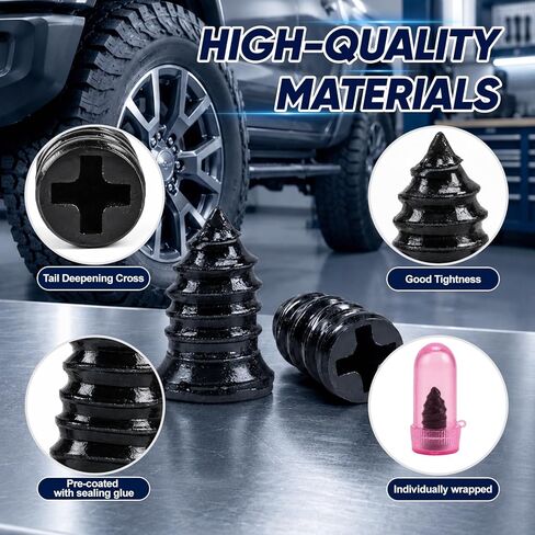 TEAWOO 60 PCS Tire Repair Rubber with 1 Screwdriver, Quick Tire Repair Screws in Tire Plugs Kit, Specially Designed for Motorcycle Truck Tractor and Car Tire Repair Kit(3 Sizes) in Saudi Arabia
