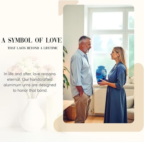 Large Blue Urns - Cremation Urns for Human Ashes Adult Female, Blue Funeral Keepsake Urn for Ashes Adult Male, Cremation Urn, Decorative Memorial Gift for Father (10 Inch & 3 Inch, Set of 5) in Saudi Arabia