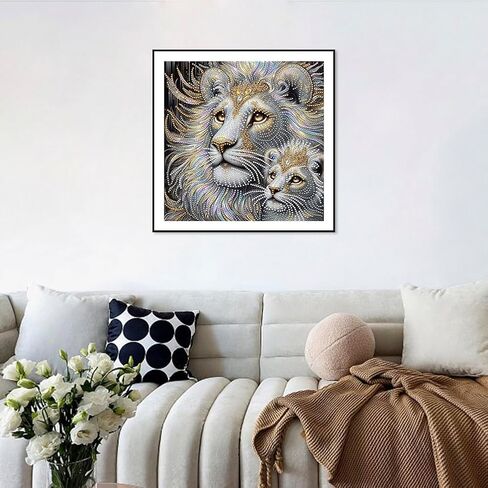 Aicomeon Lion Diamond Art Kits for Adults - 5D Special Shaped Diamond Painting Kit for Beginners, DIY Gem Art for Home Wall Decor & Gift 12x12 Inch in Saudi Arabia