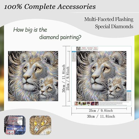 Aicomeon Lion Diamond Art Kits for Adults - 5D Special Shaped Diamond Painting Kit for Beginners, DIY Gem Art for Home Wall Decor & Gift 12x12 Inch in Saudi Arabia