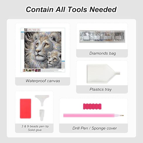 Aicomeon Lion Diamond Art Kits for Adults - 5D Special Shaped Diamond Painting Kit for Beginners, DIY Gem Art for Home Wall Decor & Gift 12x12 Inch in Saudi Arabia