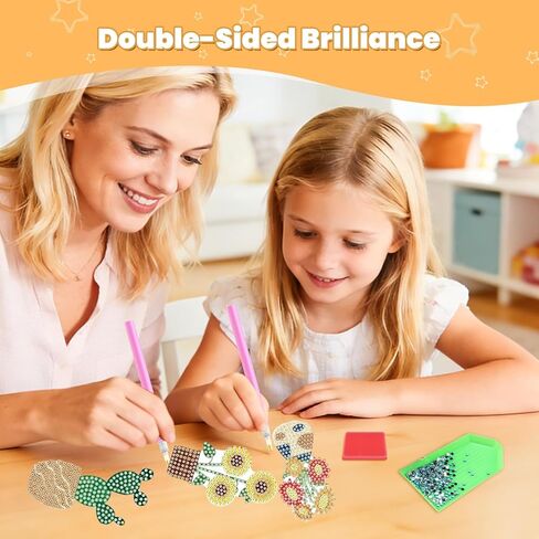 LOVESHANG 5D Diamond Painting Set, 6-piece Double Sided Dot Diamond Set, Cute Potted Diamond Art, Full Diamond DIY Succulent Plant Cactus Sunflower Embroidery Mosaic Handmade Set, Car Decoration Gift in Kuwait