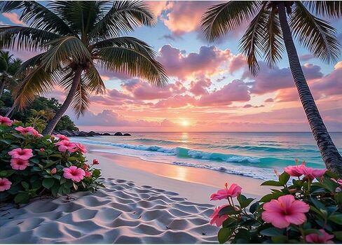 DPDAKIT 5D Beach Diamond Painting Kits for Adults, Diamond Art Kits for Beginner, DIY Round Full Gem Art Crafts for Home Wall Decor Gift, 16x12inch in Saudi Arabia