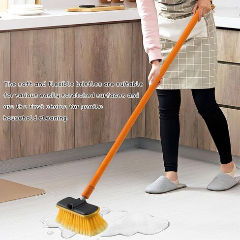 Car Wash Brush Head with Soft Bristle, Flow Thru Washing Brush Compatible with Waterflow Poles, Professional Scrub Broom Exterior Cleaning Head Replacement for RV Truck Boat in Kuwait