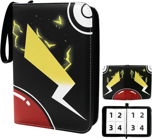 4-Pocket Card Binder with 50 Removable Sleeves - Holds up to 400 cards, 3-Ring Zipper Sports Book, Ideal Gift for Boys and Girls in Saudi Arabia