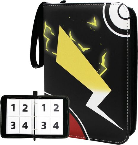4-Pocket Card Binder with 50 Removable Sleeves - Holds up to 400 cards, 3-Ring Zipper Sports Book, Ideal Gift for Boys and Girls in Saudi Arabia