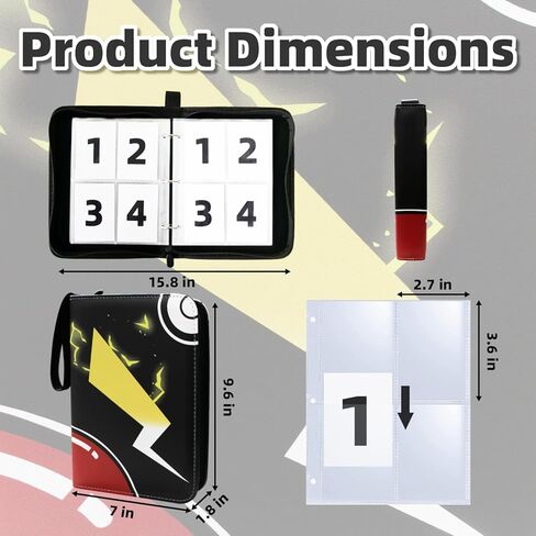 4-Pocket Card Binder with 50 Removable Sleeves - Holds up to 400 cards, 3-Ring Zipper Sports Book, Ideal Gift for Boys and Girls in Saudi Arabia